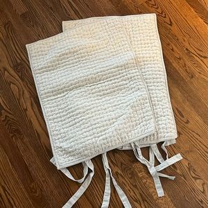 Pottery Barn Linen Pick-Stitch Handcrafted Quilted Sham Set- Standard